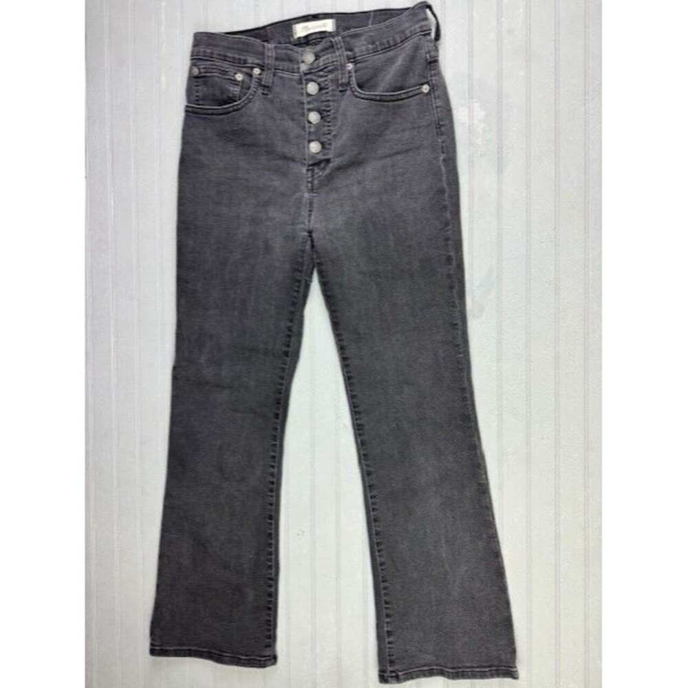 Madewell Size 26 Womens Jeans Cali Demi Boot Black Button Fly Mid Rise Stretch